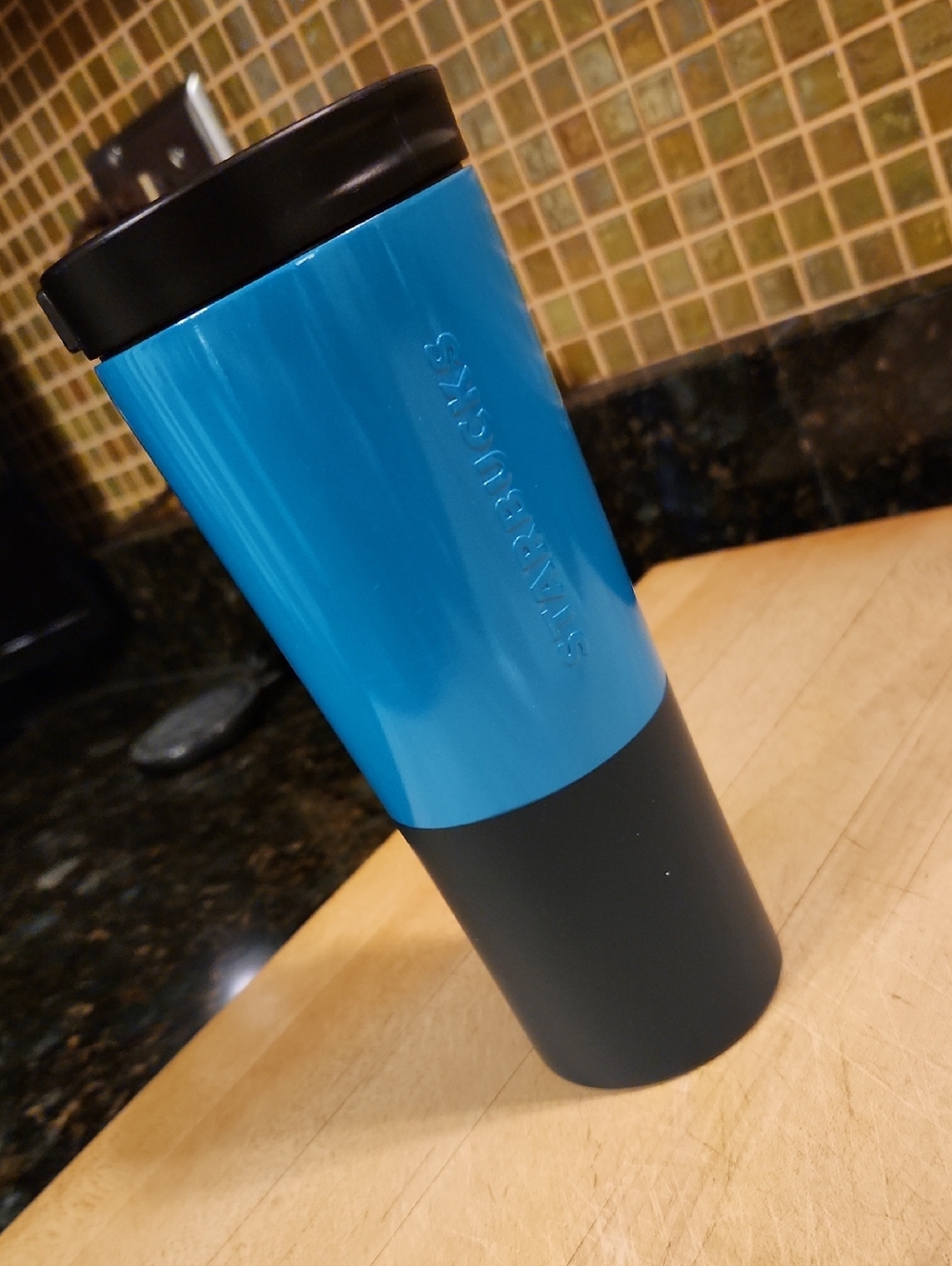 Starbucks 2016 Teal Blue and Black Two-Tone Travel Thermos